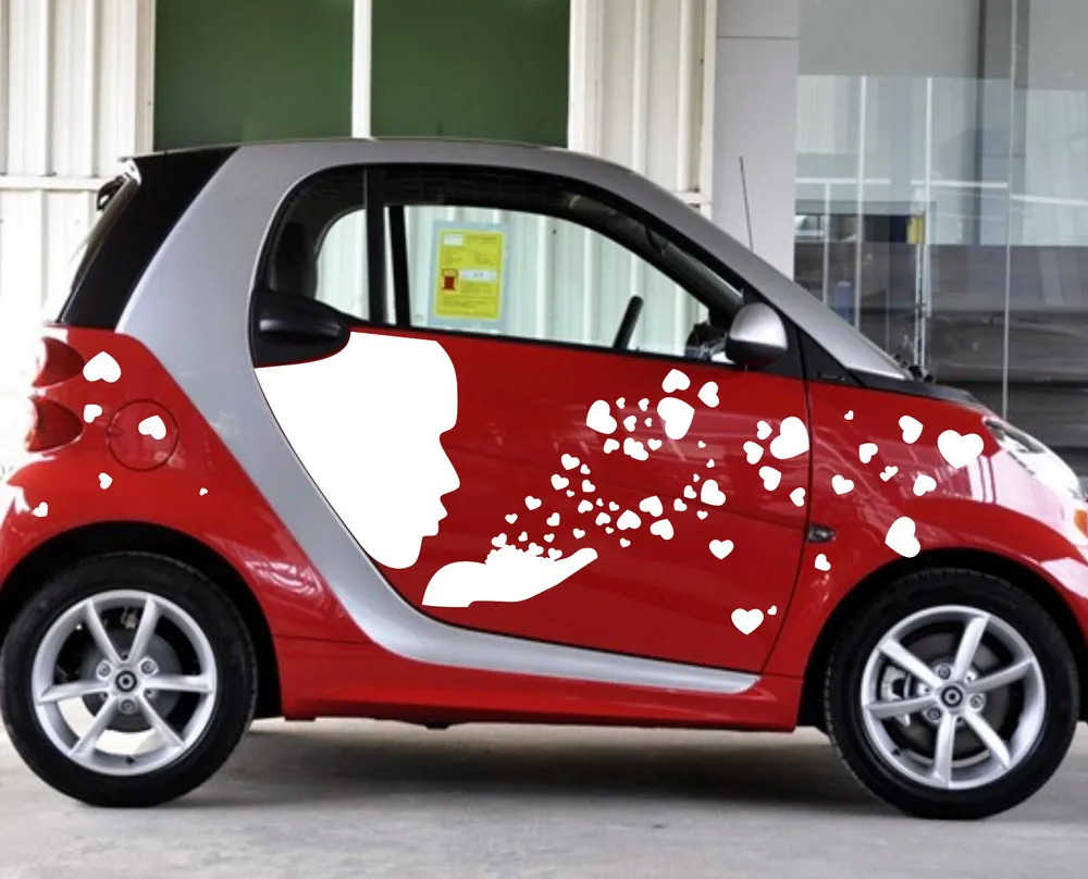 

Car White Girl Numerous Hearts Cartoon Door Decals for Smart Vinyl Auto Side stickers ZC949