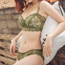 Сексуальный женский бюстгальтер пуш-ап с вышивкой, мягкий бюстгальтер, Дамский модный комплект нижнего белья, беспроводной бюстгальтер без косточек, кружевные трусики и кружевные бюстгальтеры