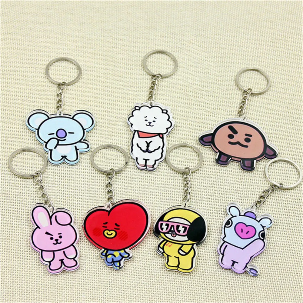 

Kpop Keychain Chimmy Cooky Key Chain Accessories Jimin Anime Key Ring Toys Men Women Female Fans Gift