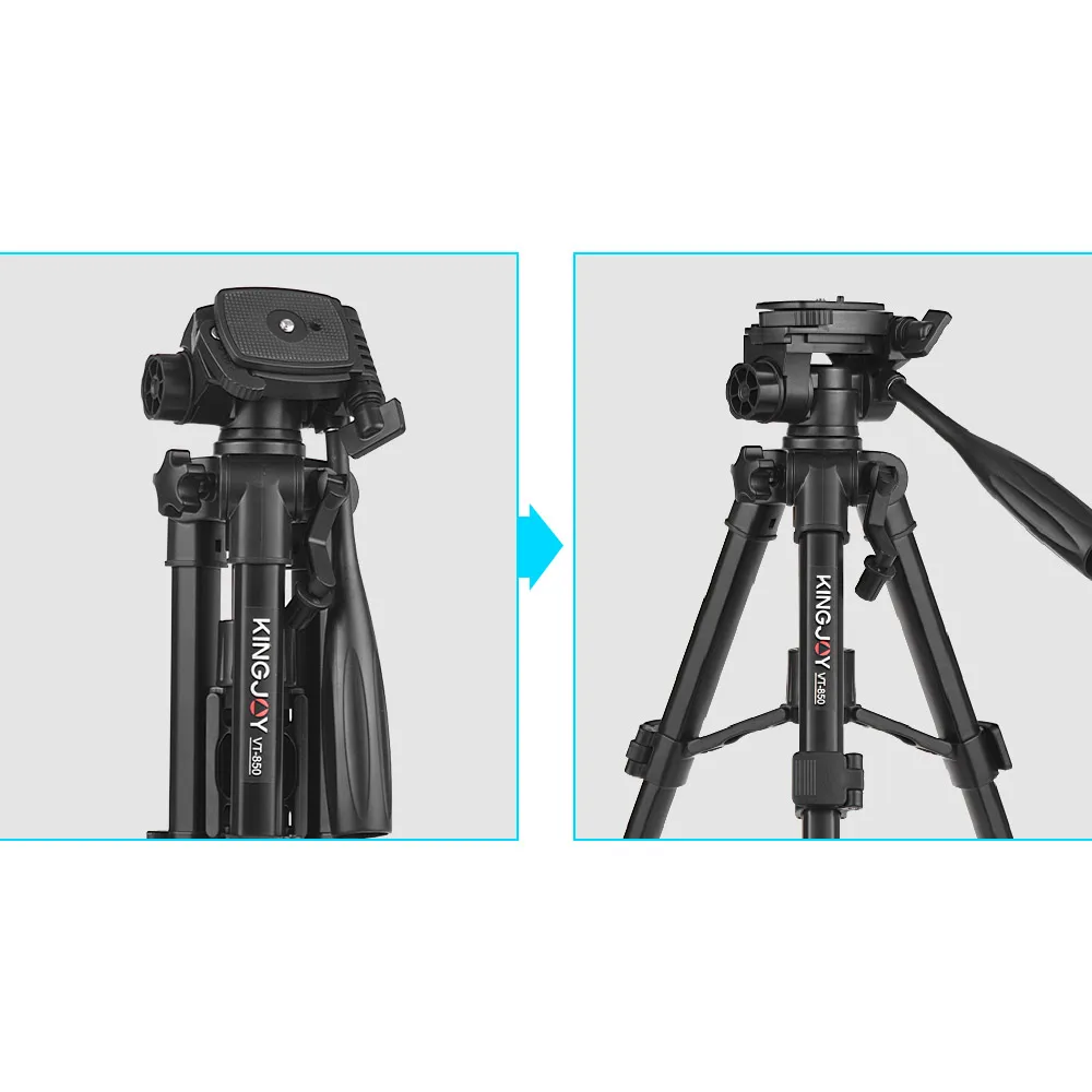 Kingjoy VT-850 2" 3 Профессиональный алюминиевый сплав штатив для камеры для фотосъемки видео съемки поддержка DSLR SLR камеры видеокамеры