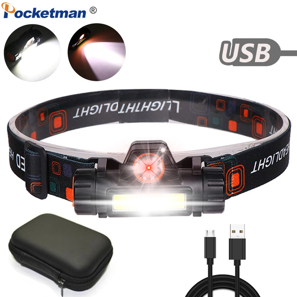 

12000LM Powerful Headlight XPE+COB USB Rechargeable Headlamp Built-in Battery Head Light Waterproof Head Torch Camping Head Lamp