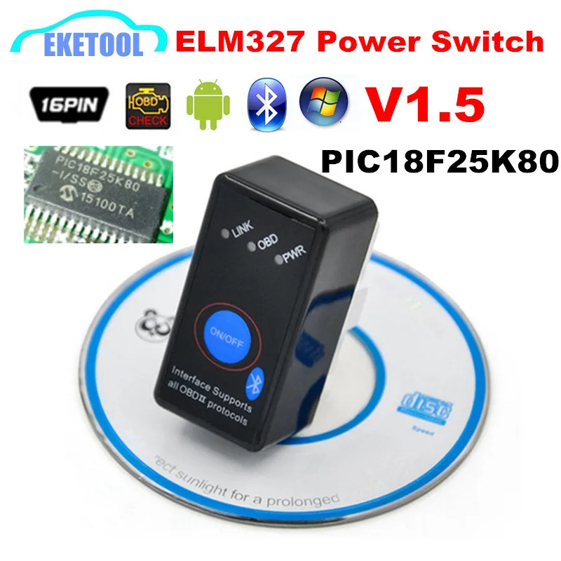PIC18F25K80 V1.5 ELM327 Bluetooth с переключателем питания работает Android/Windows Super ELM 327