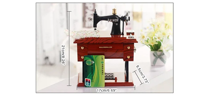 Музыкальная шкатулка в стиле ретро, винтажная швейная машина с замком, модель музыкальной коробки для детей, игрушки Sartorius, подарок на день рождения, домашний декор, ремесло