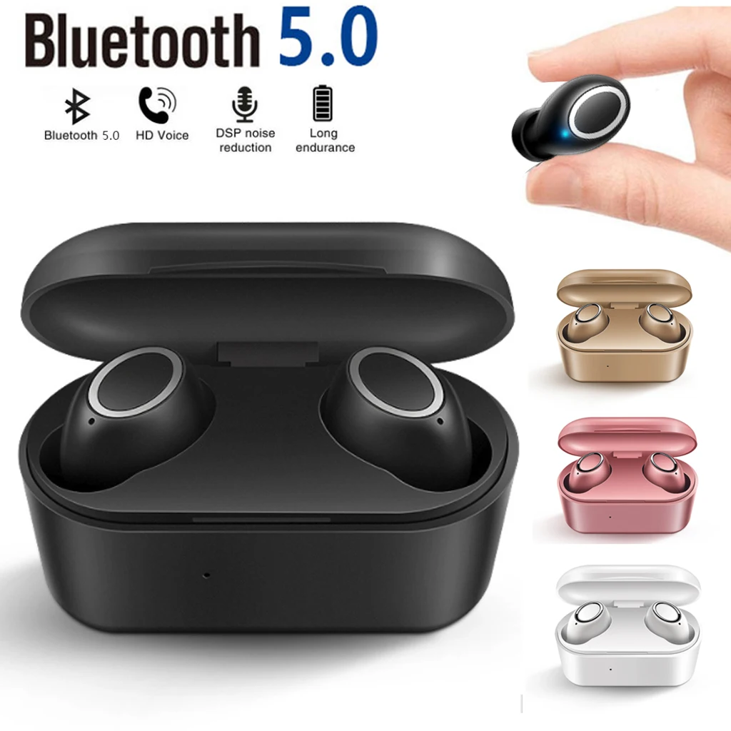 TWS Mini Dual V5.0 Bluetooth наушники настоящие беспроводные гарнитуры 3D стерео звук наушники двойной микрофон с зарядным устройством