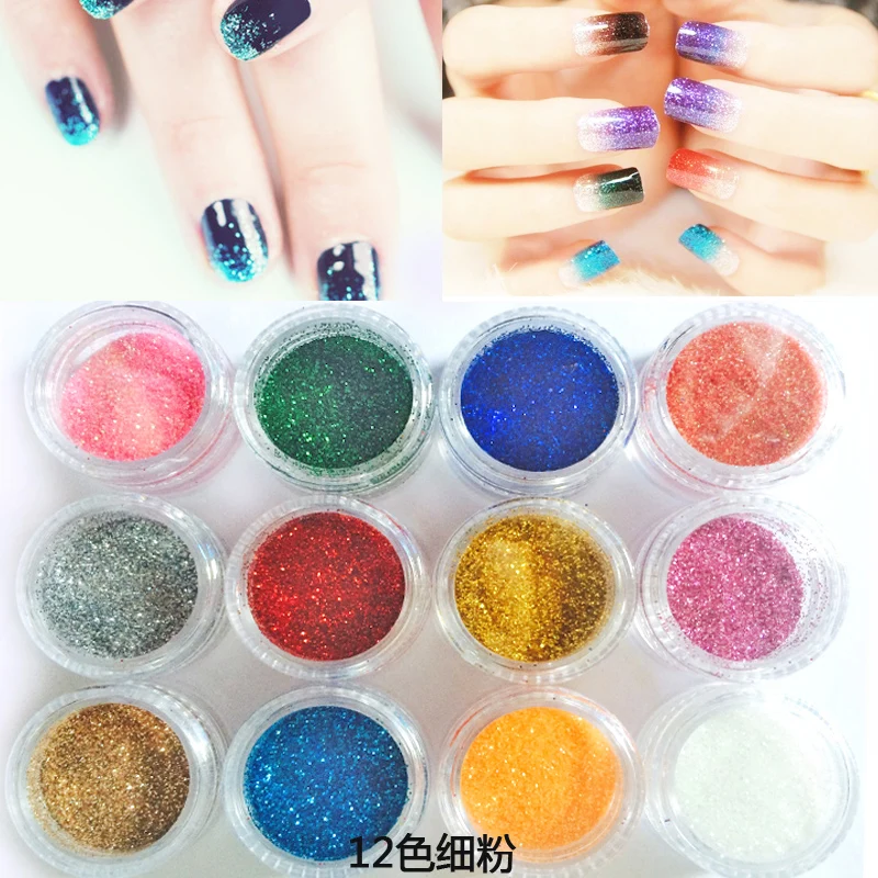 

ONE PIECE 12 Colors Fashion Nail Decoration super bright fine powder Nail Powder use with nail gel polish Nail Art Tips M522
