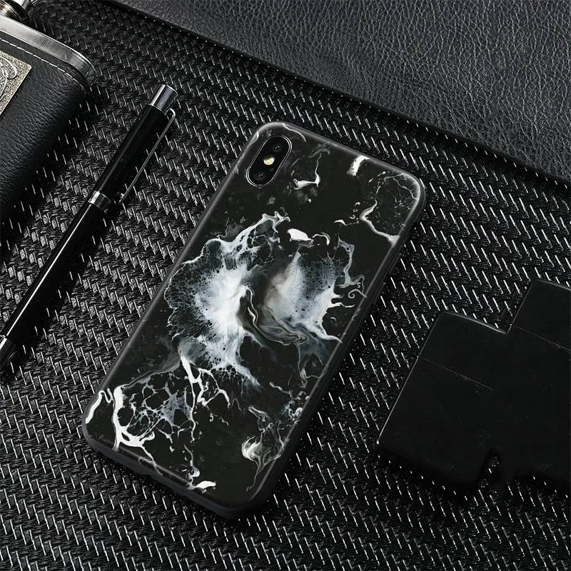 

Black Marble Agate Texture Soft Silicone Phone Case Cover Shell For Apple iPhone 6 6s 6Plus 6sPlus 7 8 7Plus 8Plus X