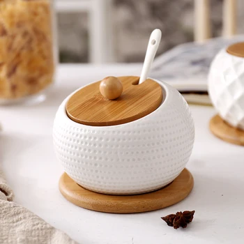 

500g Ceramic Cans Salt Tank Large Capacity Kitchen Seasoning Bottle Seasoning Box Home Set Kitchen Accessories Storage Box tray