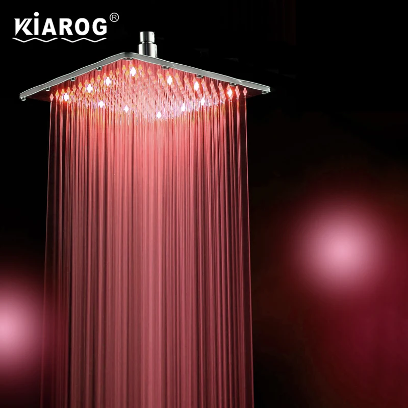 Cena 12 Cal zasilany wodą opady deszczu głowica prysznicowa Led. Łazienka 30cm * 30cm 3 zmiana kolorów doprowadziły prysznica bez ramię prysznicowe. Chuveiro Led
