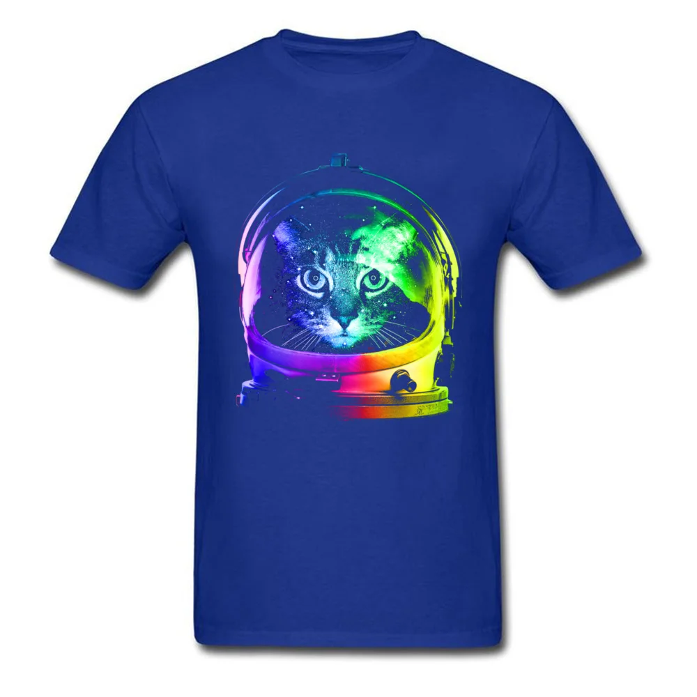 3D Printed Astronaut Cat Tops Tees for Men Funny Summer Round Neck Cotton Short Sleeve T Shirt Crazy Sweatshirts Astronaut Cat blue