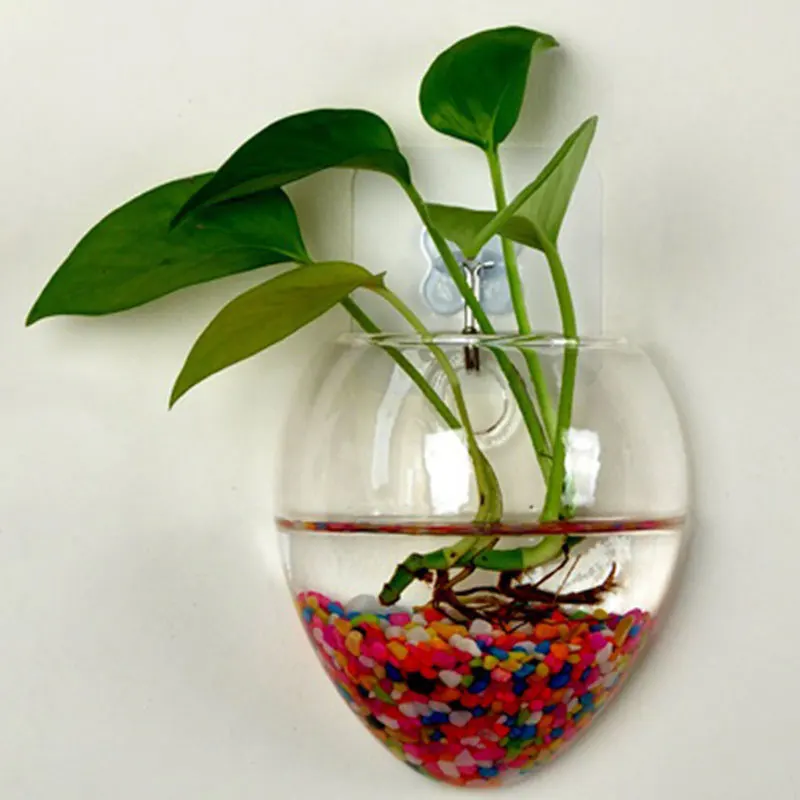 Настенный стеклянный гидропонный цветочный прозрачный контейнер для воды, подвесная стеклянная ваза, цветы, украшение для дома, декор из стекла в виде сердца