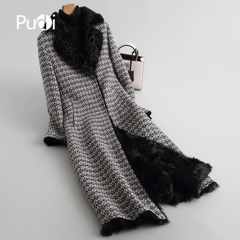 

PUDI A68250 Real polyester parka coat jacket overcoat women's winter lamb fur warm coat 2018 fall winter coat