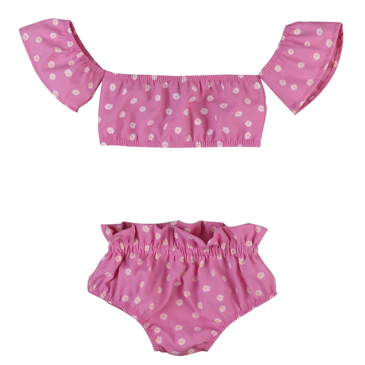 

Toddler Infant Baby Girls Clothes Ruffles Sleeve Dot Floral Print Tops+Shorts 2PCS Outfits Set