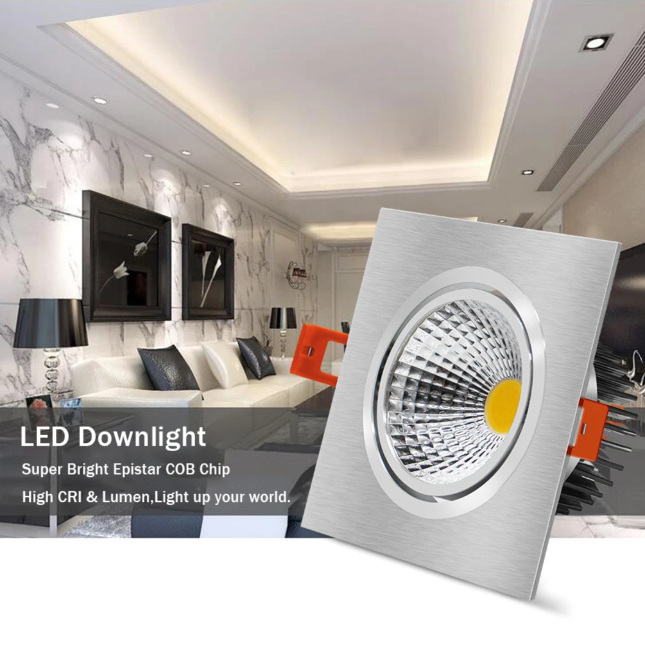 Foco LED empotrable, luz de techo regulable de 6W, 9W, 12W, 15W, 21W, CA de  220V, gran oferta