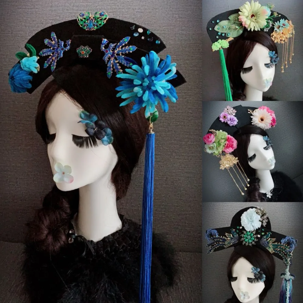 

40 Designs Qing Princess Velvet Flower Qitou Headwear Hair Tiara Thematic Photography Hair Piece TV Play Story of Yanxi Palace