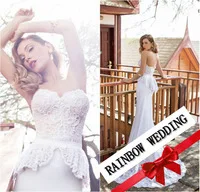Sexy Sweetheart vestido 2014 Sheath Sleeveless White Lace backless wedding Dresses JV7141