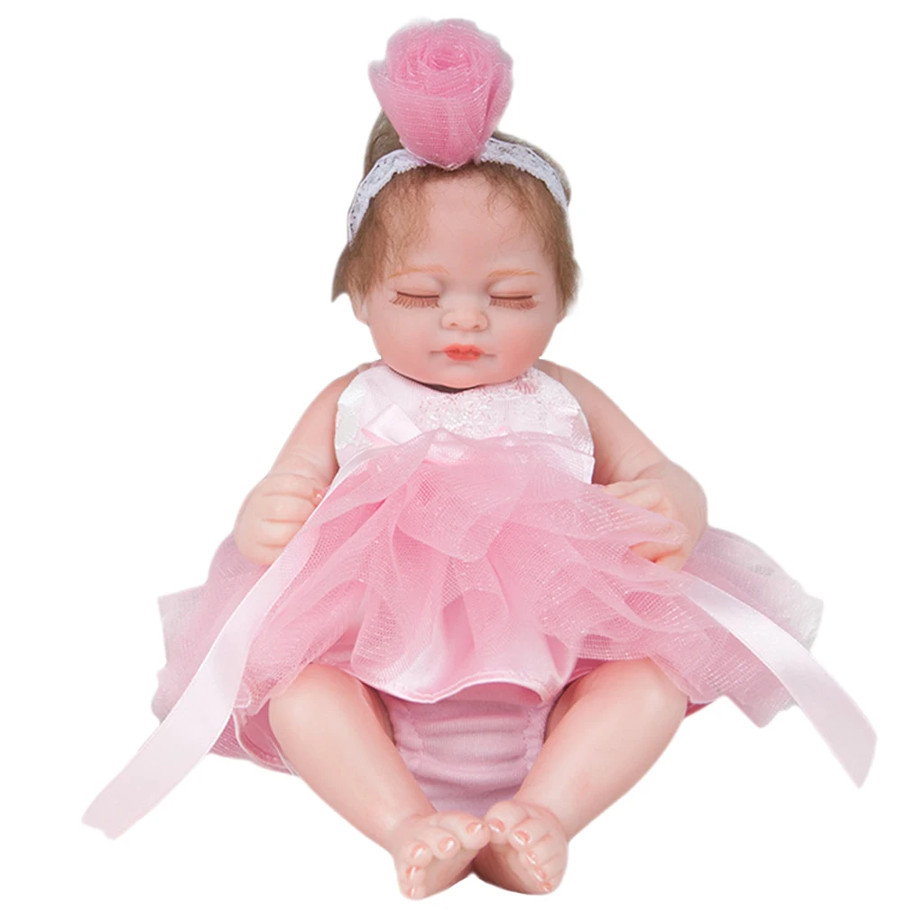 Silicone Vinyl Reborn Girl Doll Fake Toddler Dress in Clothes - Rooted Mohair Hair, Hand-drawn Nails, Real Gentle Touch
