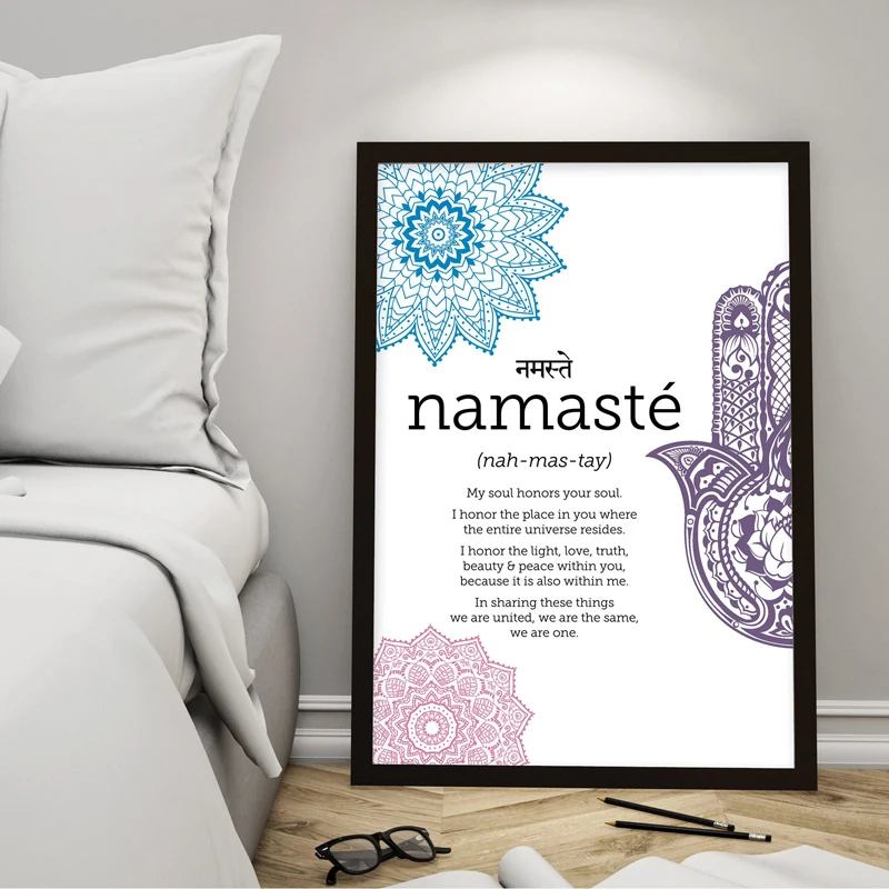 Намасте определение печати Намасте плакат дзен, йога холст живопись Йога стены Искусство медитация Printa для украшения дома