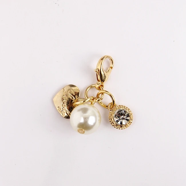 

Faux Pearl Heart rhinestone Pretty Pendant Keyrings Keychain Charm Bag Pendant Gift J22