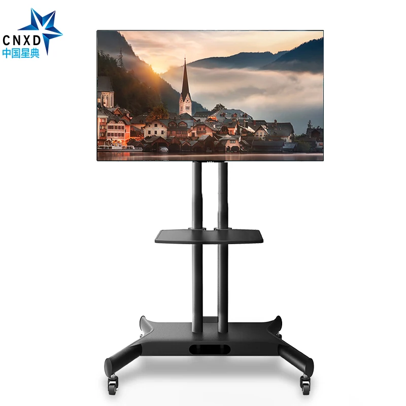 

TV Wall Mount Bracket Mobile TV Cart Floor Stand Mount Home Display Trolley for 32-65" TV Mobile Cart TV Holder with Audio Shelf
