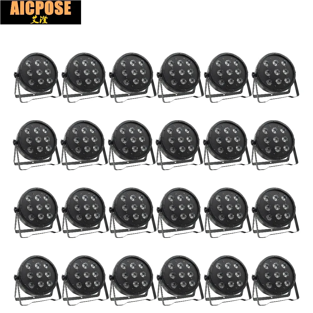 24 шт./лот 9x12 Вт плоский светодиодный прожектор 9*12 RGBW 4в1 Par DMX512 контроль дискотека
