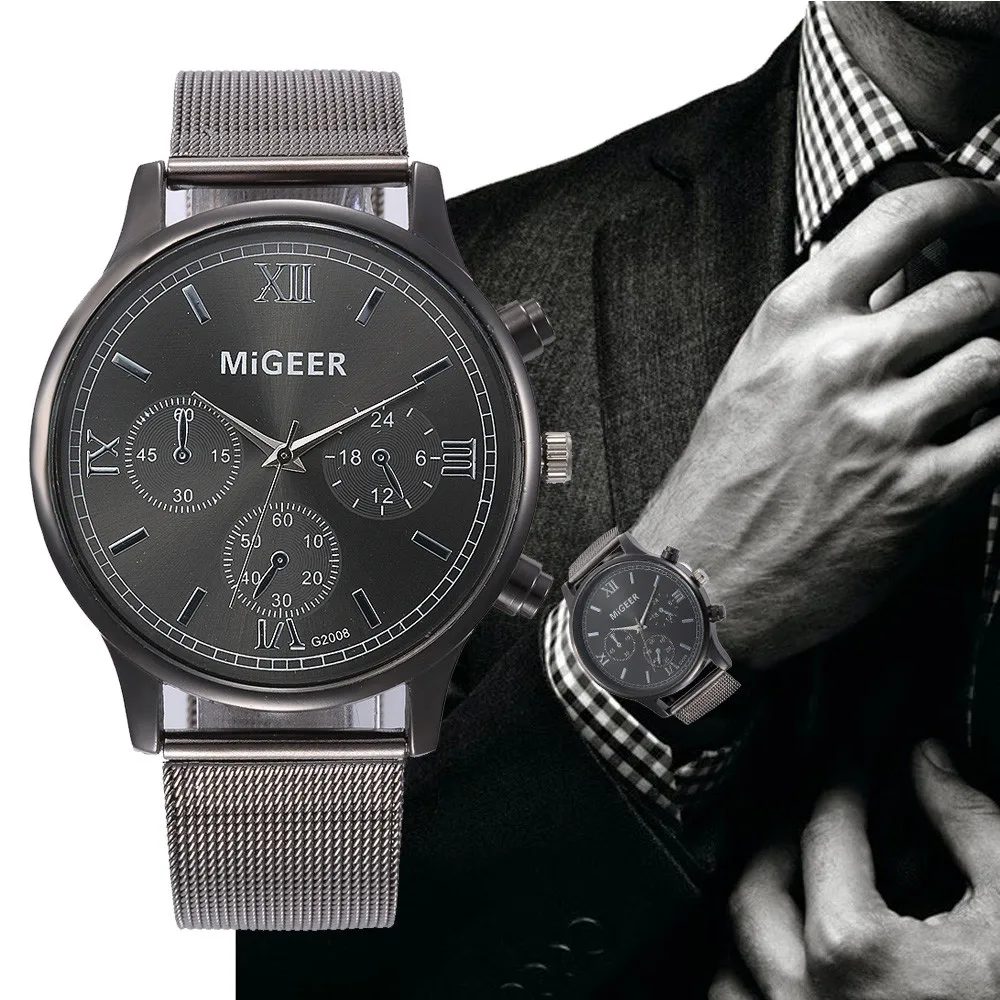 

Fashion Roman Numerals Watches Men Luxury Stainless Steel Analog Quartz Watch Men's Business Style Black Wrist Watches Reloj #LH