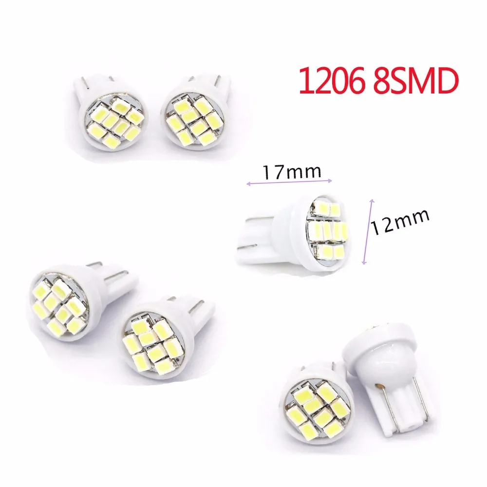 Набор 10 ламп Pingo Led T10 W5W 8 Branco Meia Luz Xenon 12V|Сигнальная лампа| |