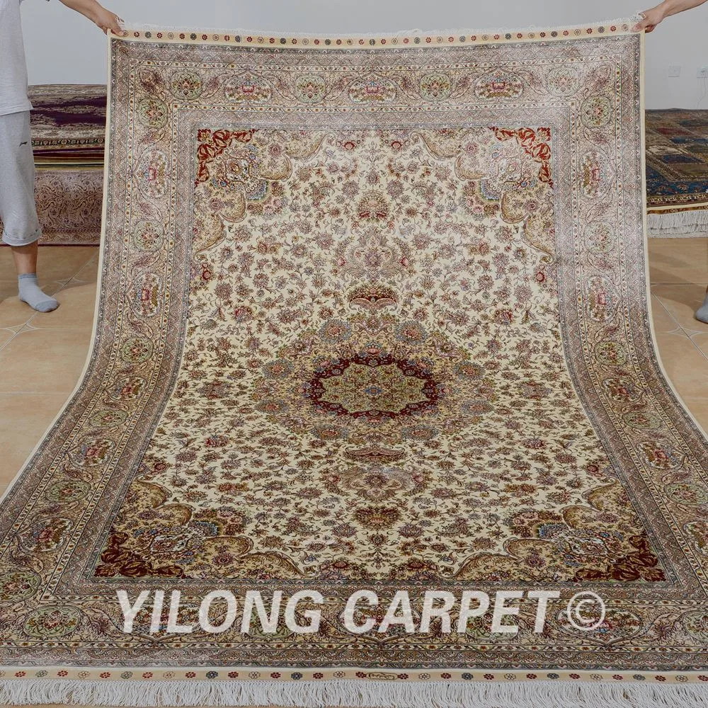 Yilong 6'x9' handmade turkish silk carpets vantage Persian 100 silk
