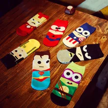 Модные невидимые хлопковые носки-башмачки с Суперменом, Бэтменом, капитаном, стрелой, Брюсом Ли, с рисунком супергероев