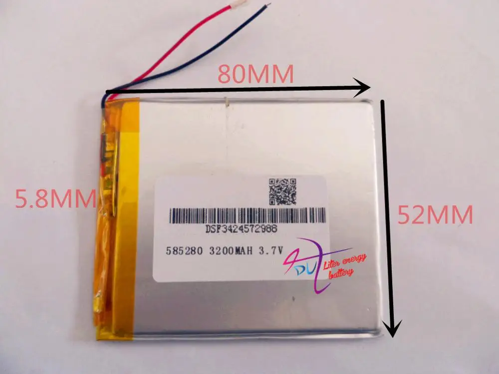 Размер батареи планшета 585280 3 7 V 3200mah литий-полимерный аккумулятор с защитной