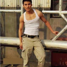 Человек Чистый хлопок тонкий сексуальный Холтер Топ для спорта и отдыха Танк