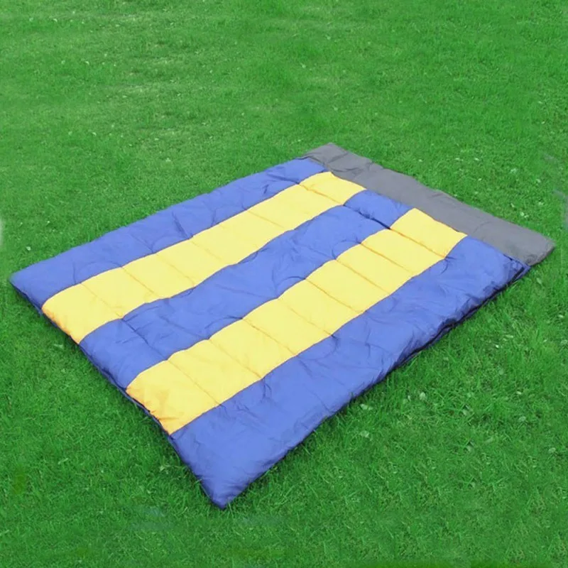 

Two Person Camping Sleeping Bag Double Size Spring Autumn Outdoor Envelope Sleeping Bag for Couples Lovers Blue Yellow Color