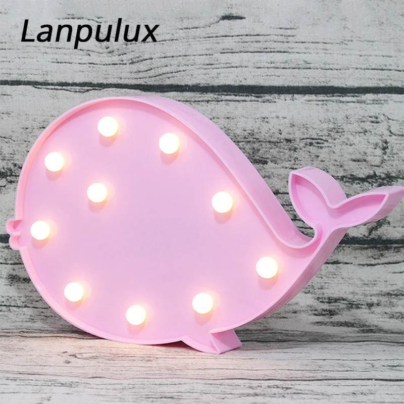 Милый ночник в форме Кита Lanpulux розовый синий Ночной светильник с животными