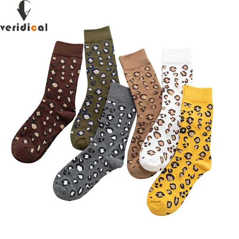 VERIDICAL, 5 пар/лот, женские носки с леопардовым принтом, модные хлопковые носки в стиле Харадзюку, в стиле хип-хоп, носки для девочек, meias feminino, подходят для EU35-41