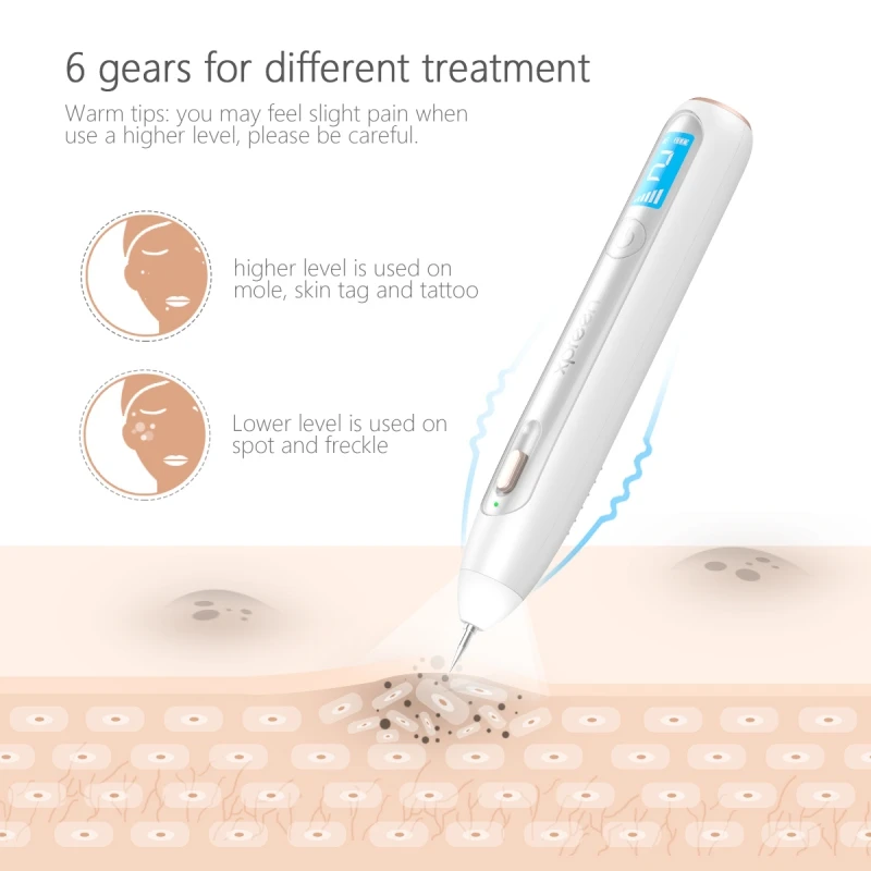 Removedor de Tatuagem Máquina de Remoção Caneta Plasma Laser Removedor Verruga Toupeira Tag Pele Local Mais Limpo Lcd 8 Beleza e saúde