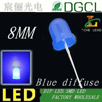 

Free shipping Blue 8mm led Diffused round diode 3.0-3.5V 2-pin led bulb Factory wholesale