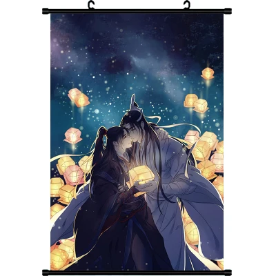 Grandmaster of Demonic Cultivation Wei Wuxian Lan Wangji обои плакат настенный свиток висячая живопись Косплей украшение подарок - Цвет: 3