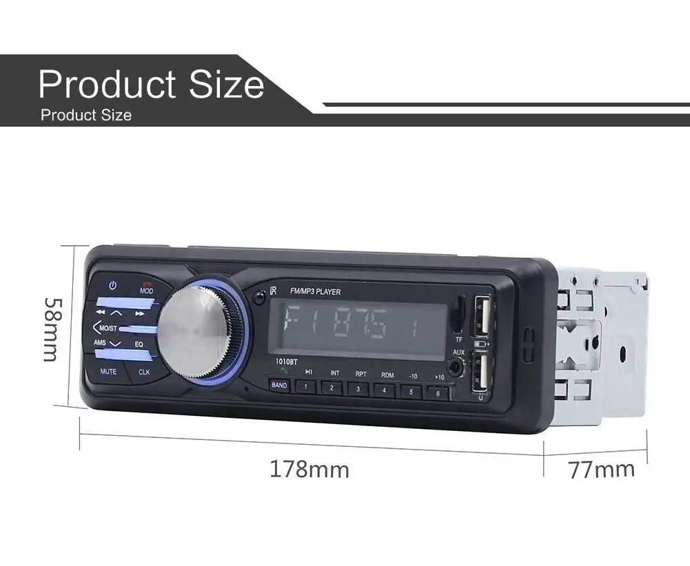 1010BT автомобильный Bluetooth fm-передатчик модулятор в тире автомобильный стерео MP3-плеер Аудиомагнитола AUX автомобильный зарядный Bluetooth комплект