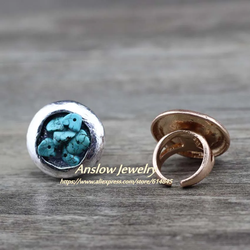 Anslow, дизайн, панк-рок стиль, маленький натуральный камень, большое Винтажное кольцо на палец для женщин, женщин, умственные кольца LOW0034AR