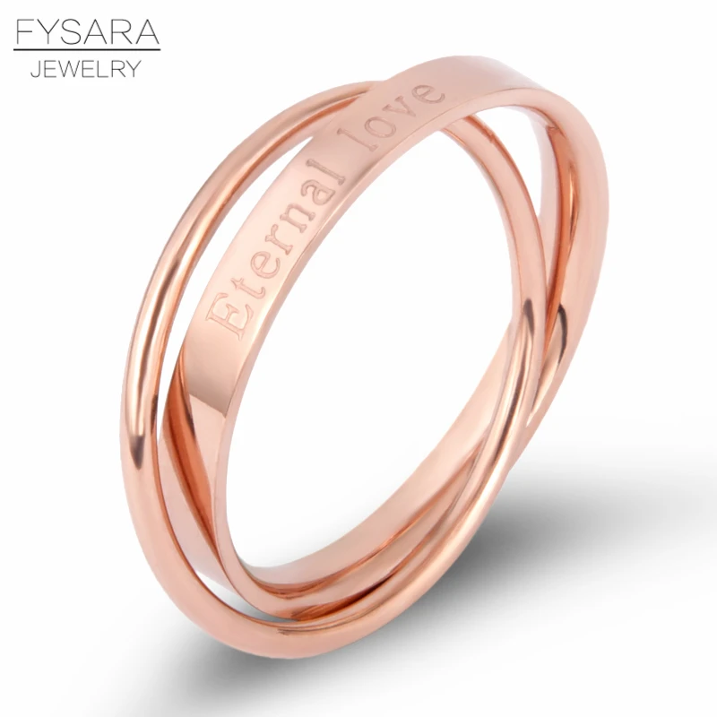

FYSARA Luxury Brand Two Circles Layers Rings For Women Letter Eternal Love Ring Stainless Steel Jewelry Wedding Rings New 2019