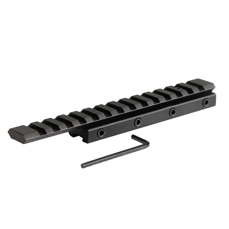 Scope Extension Rail Mount Base Adapter 11mm to 20mm Converter 15.5cm Length 14 slots Dovetail Picatinny Weaver for Tactical Hunting Accessory RL1-0030 (8)
