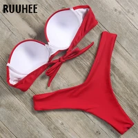 RUUHEE купальники бикини Для женщин купальник 2018 леопардовый комплект бикини пуш-ап ванный комплект бразильский женская летняя пляжная одежда Biquini