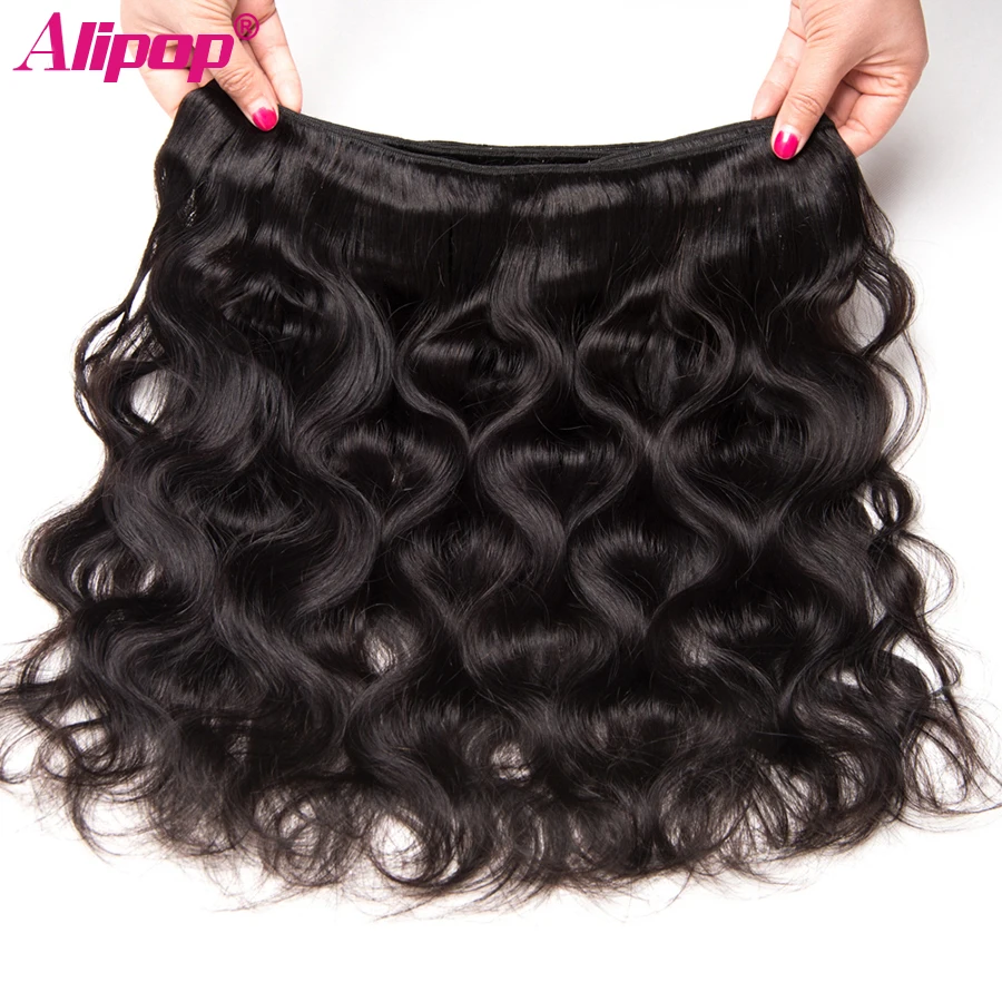 Body Wave Bundles With 360 Lace Closure Indian Human Hair Bundles with 360 Frontal Remy Human Hair 3 Bundles With Closure ALIPOP (5)