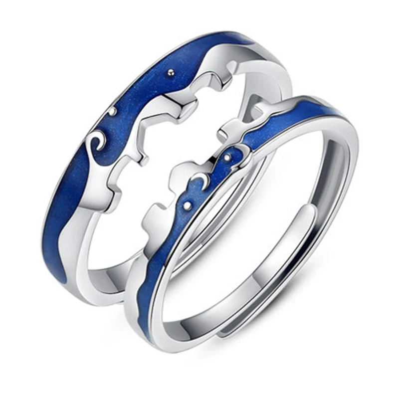 Qevila Fashion S925 Sterling Silver Original Allure Love Couple Rings For Lovers Texture Elegant Sexy Ring For Women Men Jewelry (8)