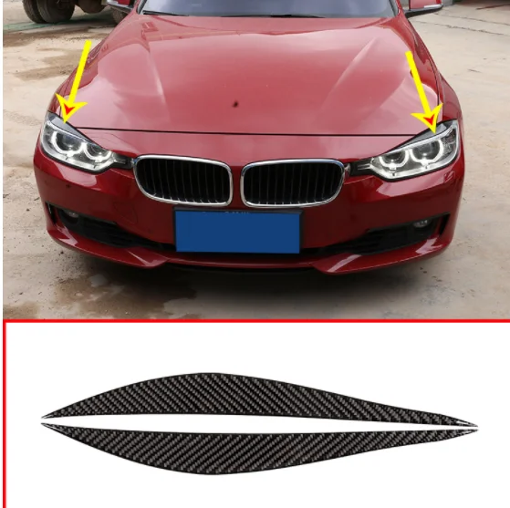 

2pcs Real Carbon Fiber For BMW 3 4 Series F30 F32 F33 F36 2013-2019 Car Head Front Fog Lamp Strips Eye Lid Trim Accessories