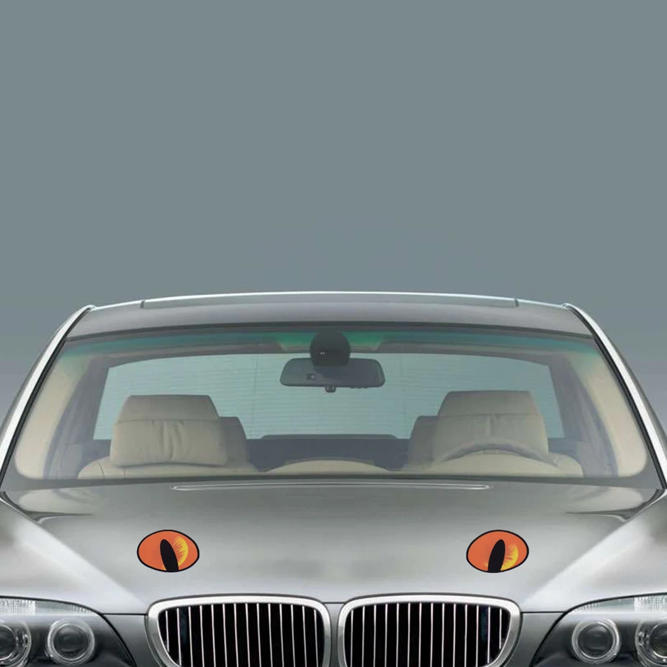 

2 Pieces Simulation Cat Eyes Car Stickers 3d Vinyl Decals On Cars Head Engine Cover Rearview Mirror Decoration