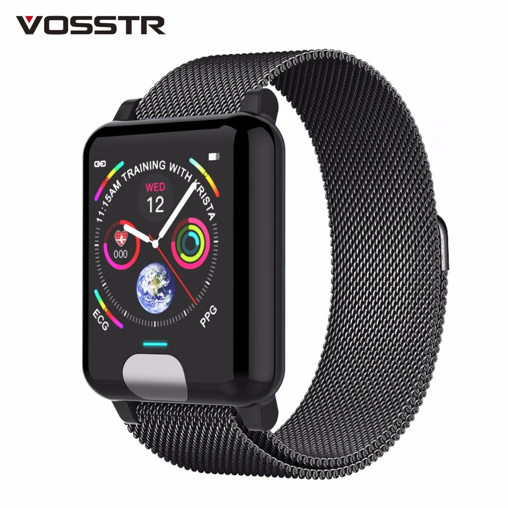 

VOSSTR Dynamic UI blood pressure wrist band heart rate monitor PPG ECG smart bracelet fitness tracker intelligent wristband
