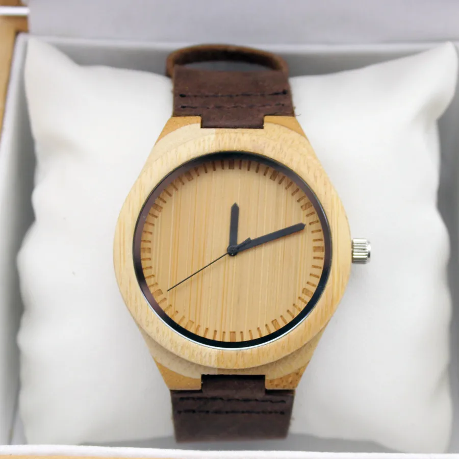 Бобо птица V-G27 бамбуковые деревянные часы для мужчин ручной работы Классические кварцевые наручные часы Дерево/кожаный ремешок - Цвет: leather band