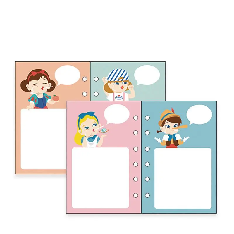 

A6 Loose Leaf Paper 50 Sheets Colorful Cartoon Design Standard 6 Holes Spiral Paper Grid/Blank/Weekly Plan/Memo