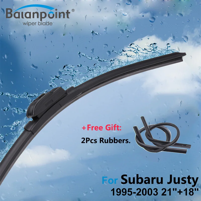 2Pcs Wiper Blades + 2pcs soft Rubbers for Subaru Justy 1995 2003 21"+18