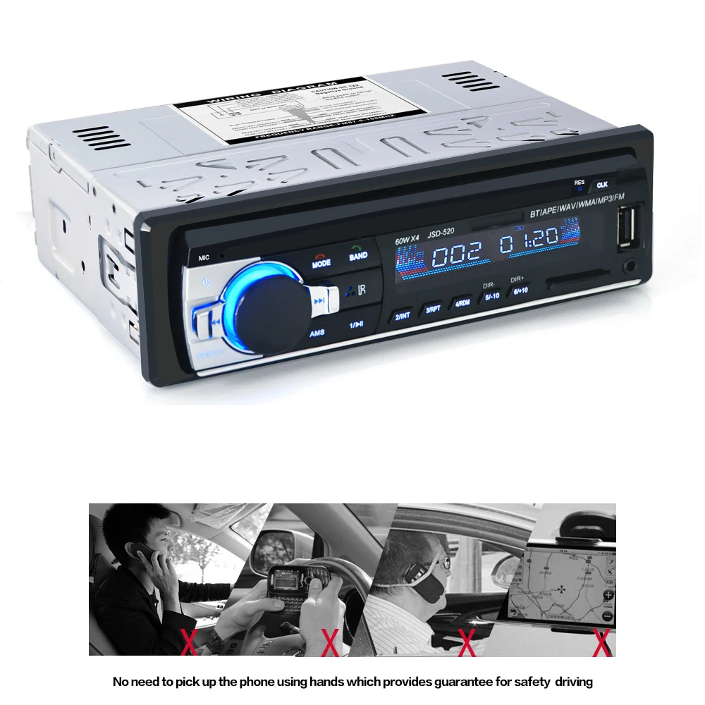Bluetooth автомобильный mp3-плеер аудио стерео 4X60 Вт автомобильный Радио 12 В в-тире 1 Din FM Aux вход приемник USB SD карта авто радио Воспроизведение музыки
